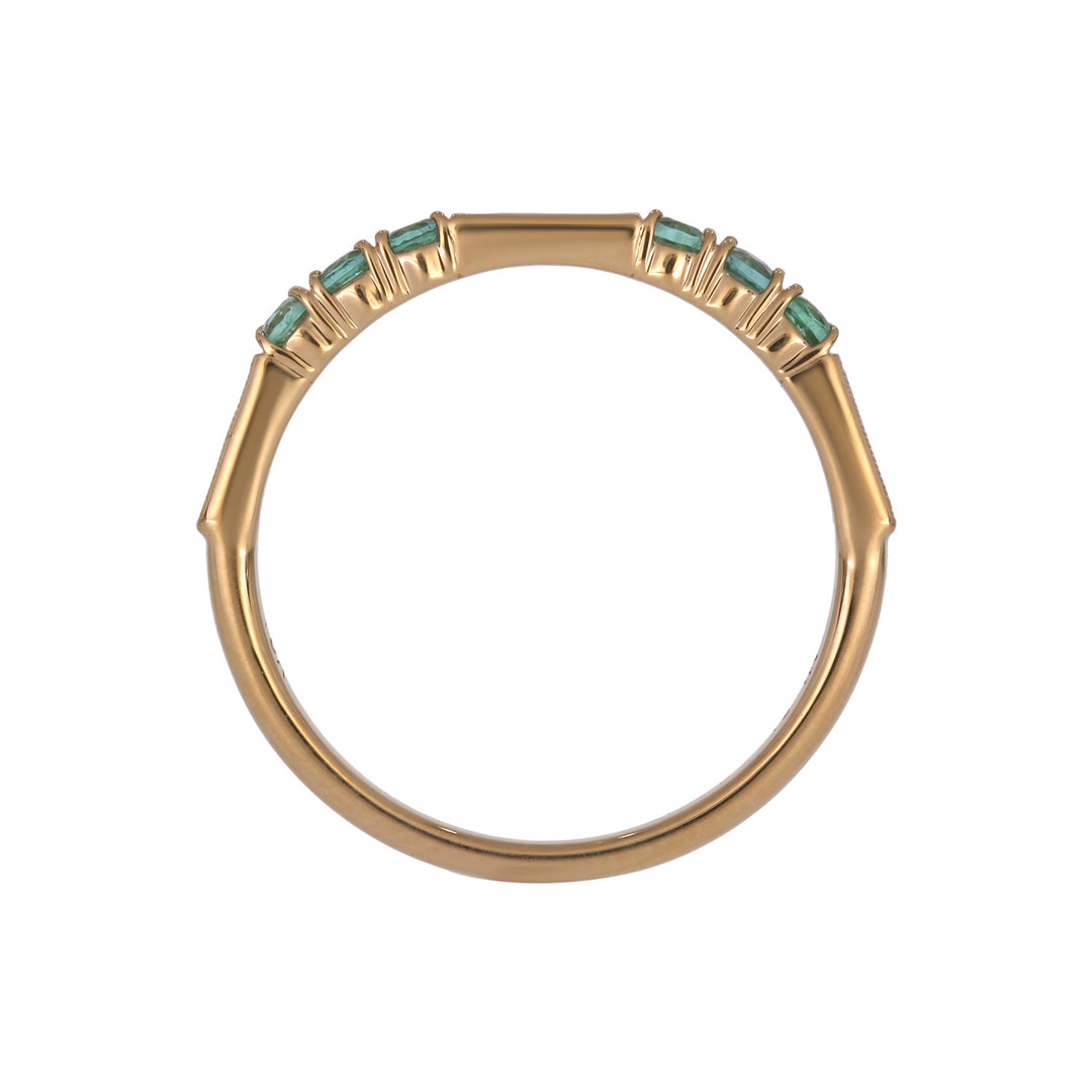 RAB02643EM. 18K Solid Gold Diamond & Emerald Ring
