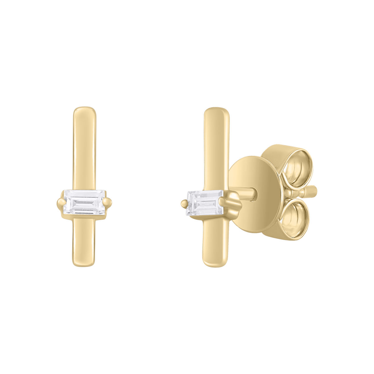 EFA54270. 14K Solid Gold Diamond Bar Studs
