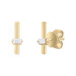 Load image into Gallery viewer, ER421150. 14K Solid Gold Diamond Bar Studs
