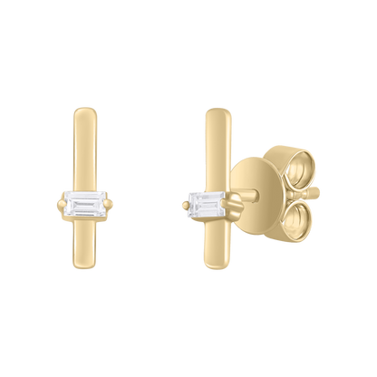 EFA54270. 14K Solid Gold Diamond Bar Studs