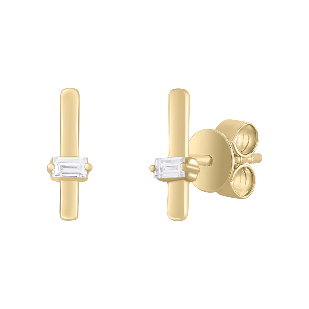 ER421150. 14K Solid Gold Diamond Bar Studs