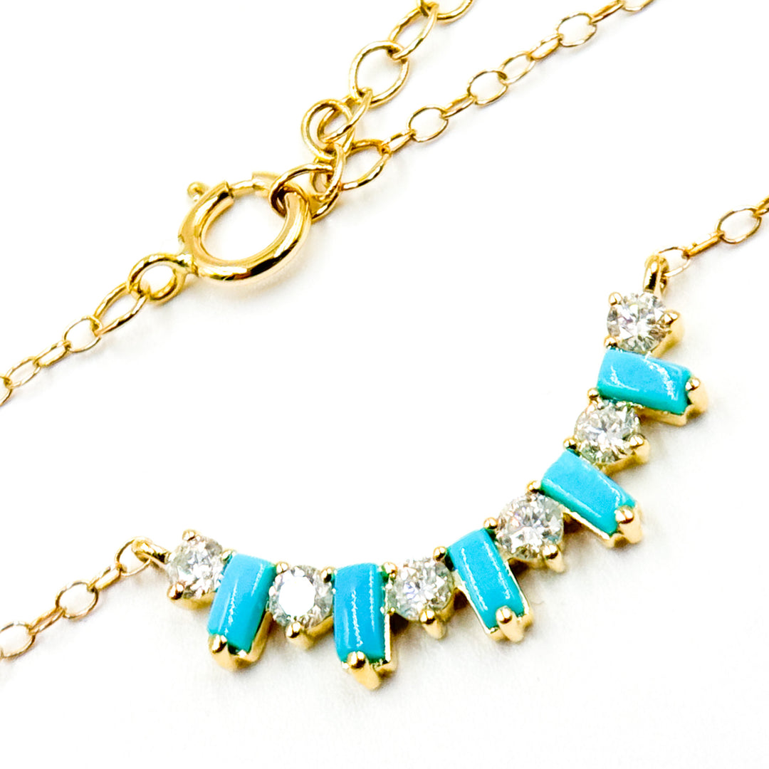 NFF71120. 14k Solid Yellow Gold, Diamonds & Precious Stones Cable Link Fancy Necklace