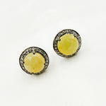 Load image into Gallery viewer, DE043. Diamond Silver Gemstone Round Studs
