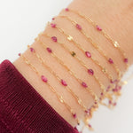 Load image into Gallery viewer, V295WNGF. 14K Gold Filled Wine Color Enamel with Paperclip and Diamond Cut Marina Links