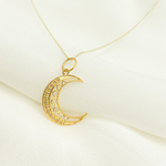 Load image into Gallery viewer, 14K Gold with Diamonds Moon Shape Charm. GDP243
