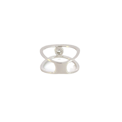 14k Solid White Gold Diamond Ring.