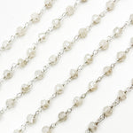 Load image into Gallery viewer, CMS118. Coated Rainbow Moonstone Sterling Silver Wire Chain
