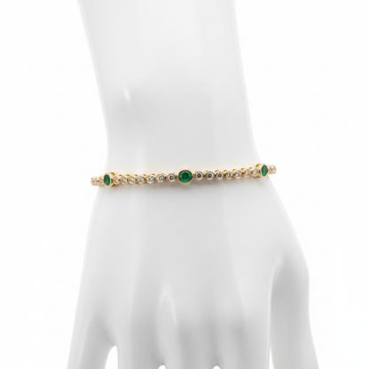 BTL65393EM. 14k Solid Gold Diamond and Gemstone Tennis Bracelet