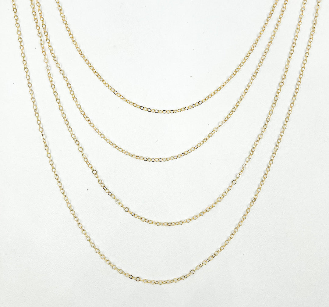 14K Gold Filled Flat Round Link Chain. 1218FGF