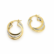 GER19. 14K Two-Tone Gold Hollow Hoop Earrings