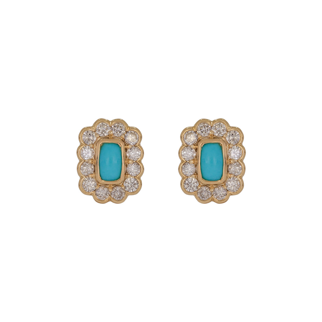 EFI54128. 14k Solid Gold Diamond and Gemstone Studs Earrings
