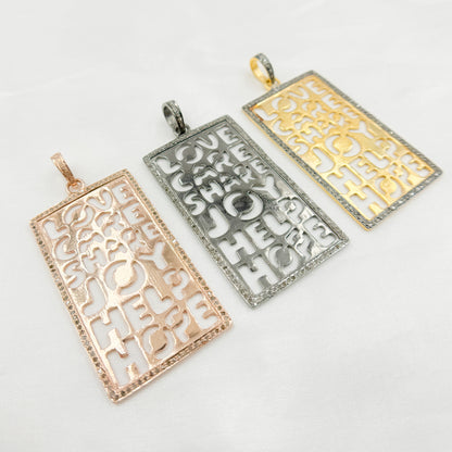 DP150. Diamond Sterling Silver Rectangle Pendant