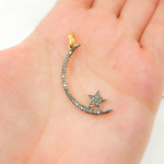 Load image into Gallery viewer, DP491. Diamond Sterling Silver Moon and Star Pendant
