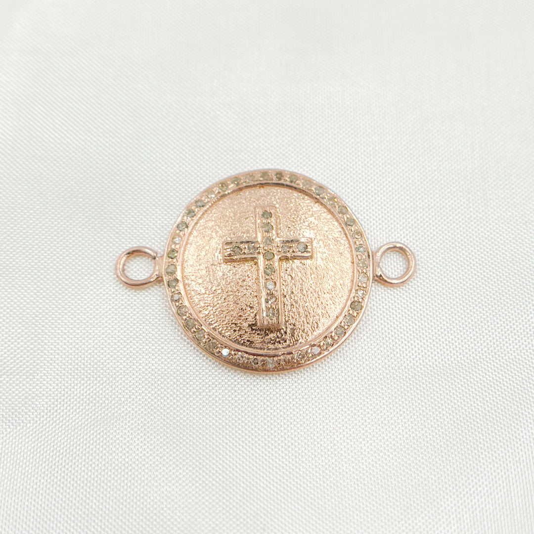 DC548. Diamond Sterling Silver Round Cross Connector