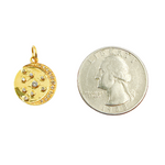 Load image into Gallery viewer, 14K Solid Gold with Diamonds Circle Charm with Moon and Dots in the Center. GDP252
