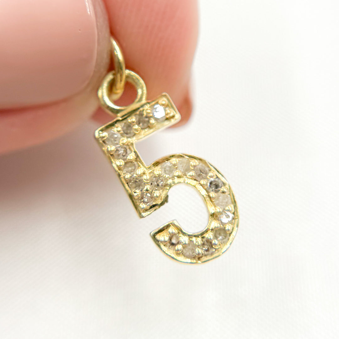 DC504. Diamond Sterling Silver Number "5" Charm