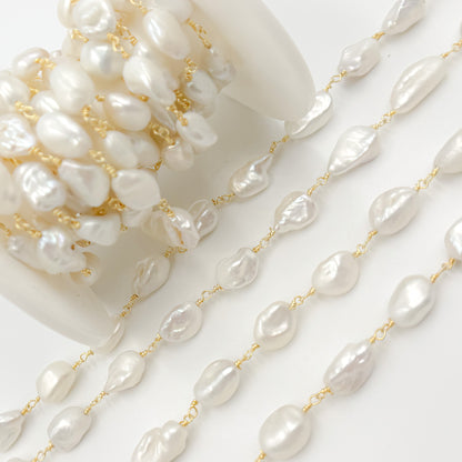 Shop Gold Plated Wire Nugget Freshwater Pearl Chain