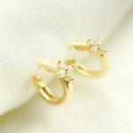 Load image into Gallery viewer, 14K Yellow Gold Diamond Huggie Hoop Earrings. EHB56865
