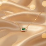 Load image into Gallery viewer, NT407154. 14K Solid Gold Octagon Emerald Fancy Tiny Necklace