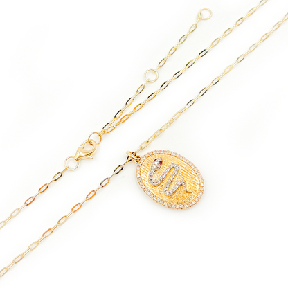 14k Solid Gold Diamond and Ruby Oval Necklace