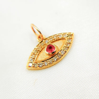 14k Solid Gold Diamond and Gemstone Eye Charm. GDP34EYE