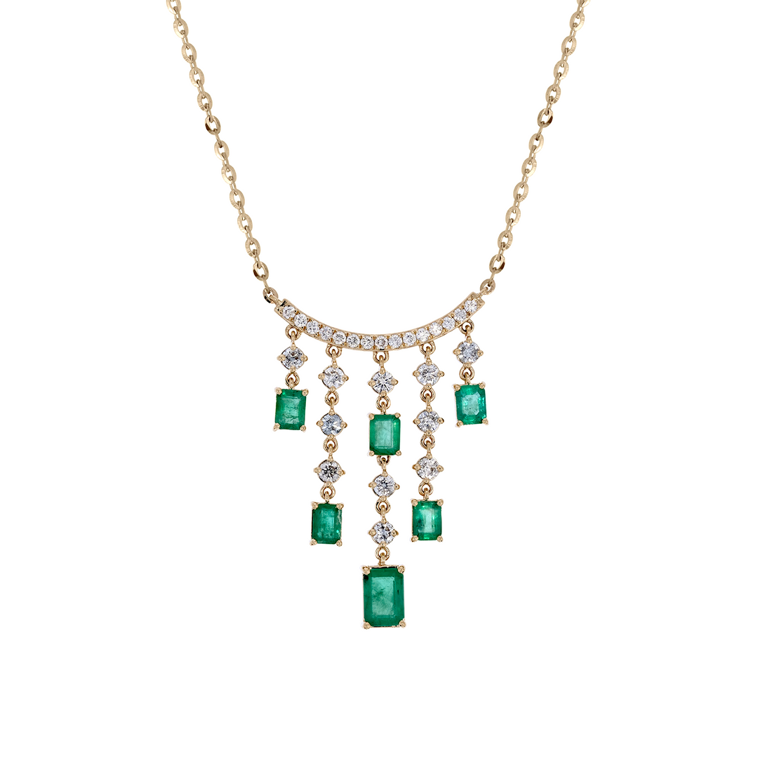 NFI72687EM. 14K Solid Gold Diamond and Gemstone Dangle Necklace