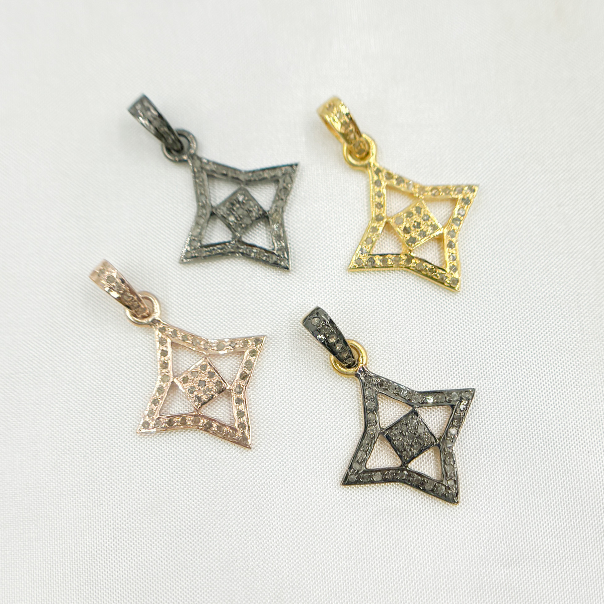DP229. Diamond Sterling Silver Fancy Shape Pendant