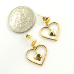 Load image into Gallery viewer, 14K Gold Dangle Earring with Two Hearts. GER115
