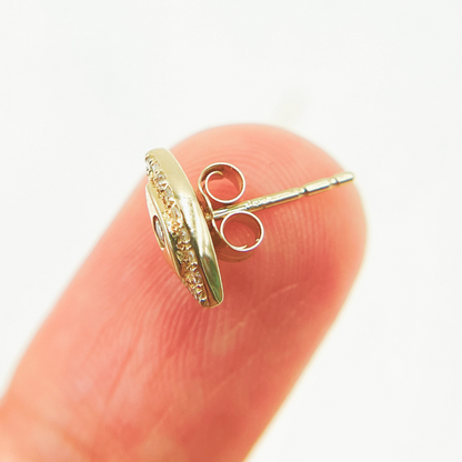 EFC51719. 14k Solid Yellow Gold Diamond Eye earrings