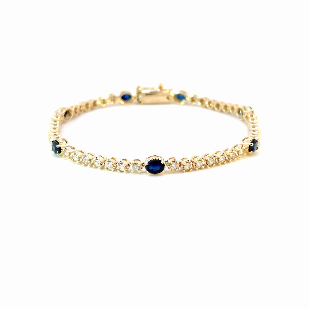 BR402701. 14K Gold Natural Blue Sapphire & Diamond Bracelet