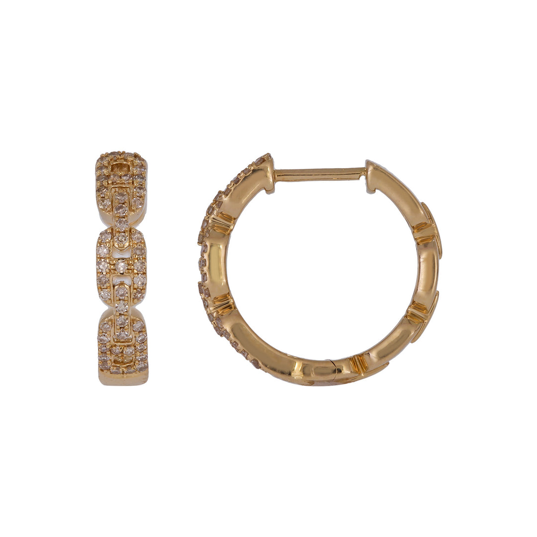 EHF57624. 14K Solid Yellow Gold Diamond Hoop Earrings