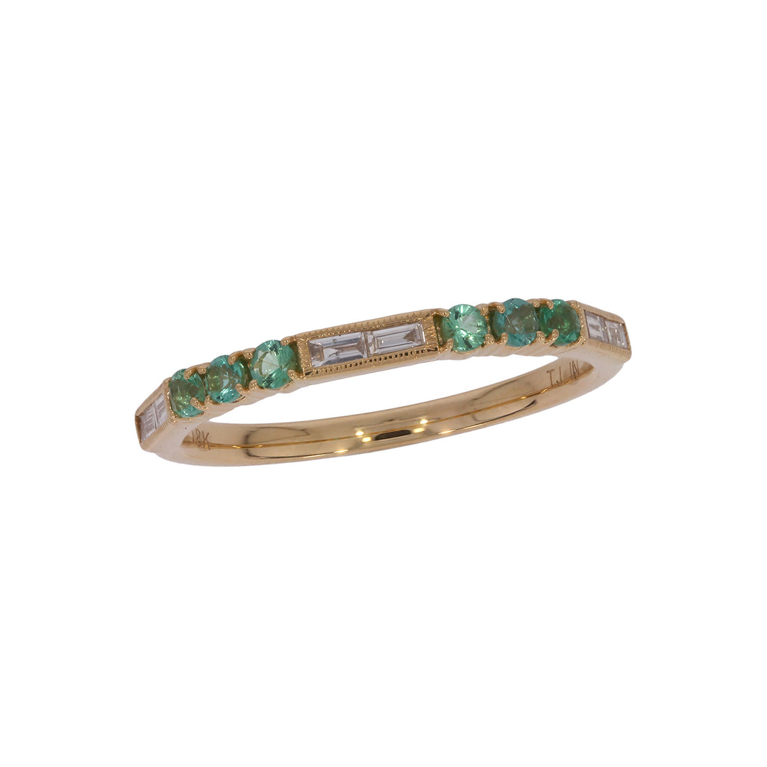 RAB02643EM. 18K Solid Gold Diamond & Emerald Ring