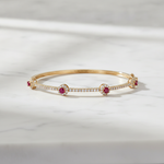 Load image into Gallery viewer, BNJ68672. 14K Solid Gold Diamond &amp; Gemstone Bangle