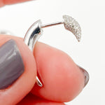 Load image into Gallery viewer, EFG53690. 14k Solid White Gold Diamond Double Horn Studs Earrings
