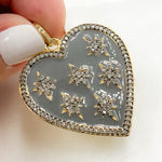 Load image into Gallery viewer, DP040A. Diamond Sterling Silver Heart and Stars Enamel Pendant
