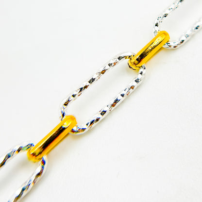 V309TT. Gold Filled and Silver Mixed Link Long and Short Chain - Smooth & Diamond Cut Links