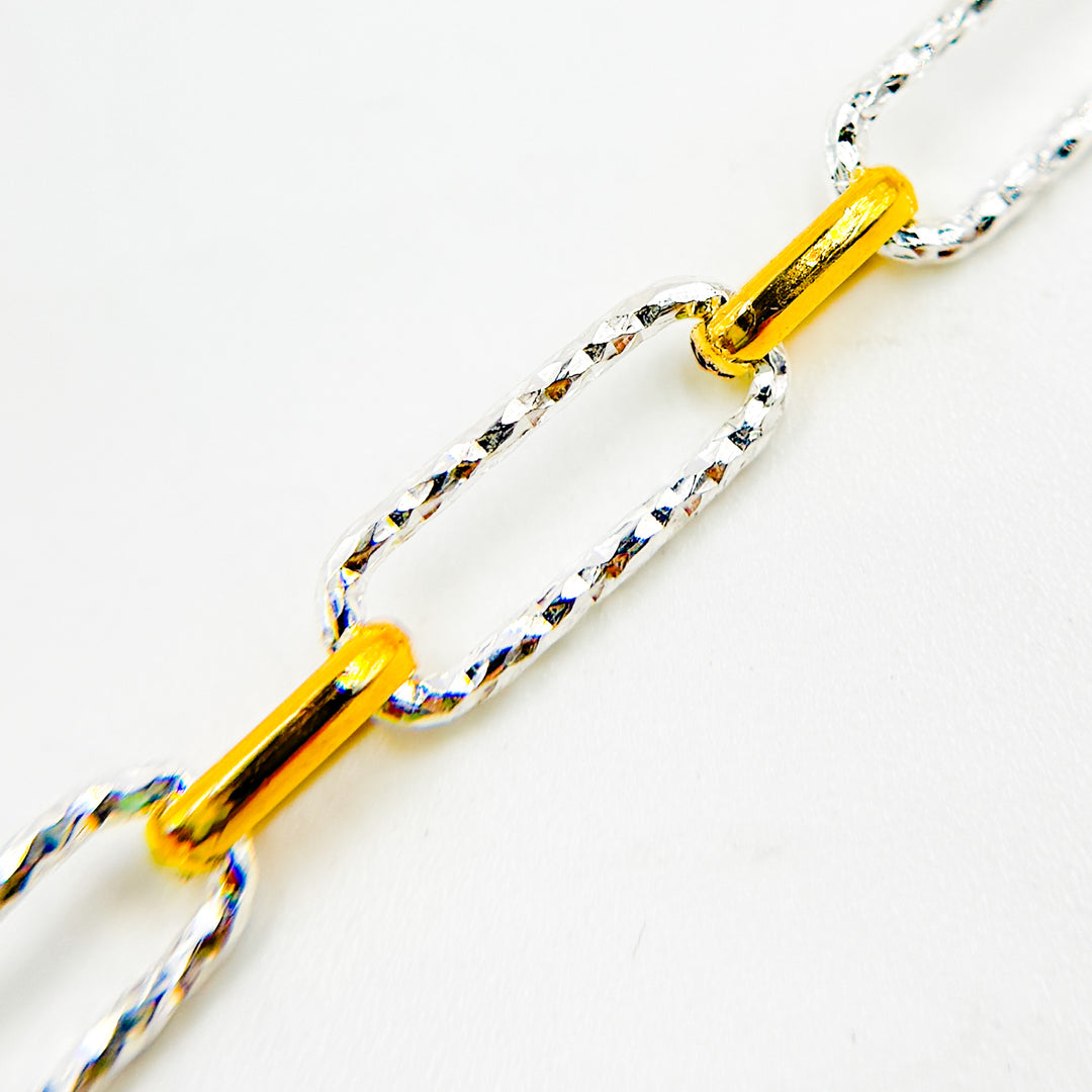 V309TT. Gold Filled and Silver Mixed Link Long and Short Chain - Smooth & Diamond Cut Links