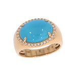 Load image into Gallery viewer, CR97300TQ14X10. 18K Solid Gold Diamond &amp; Turquoise Ring