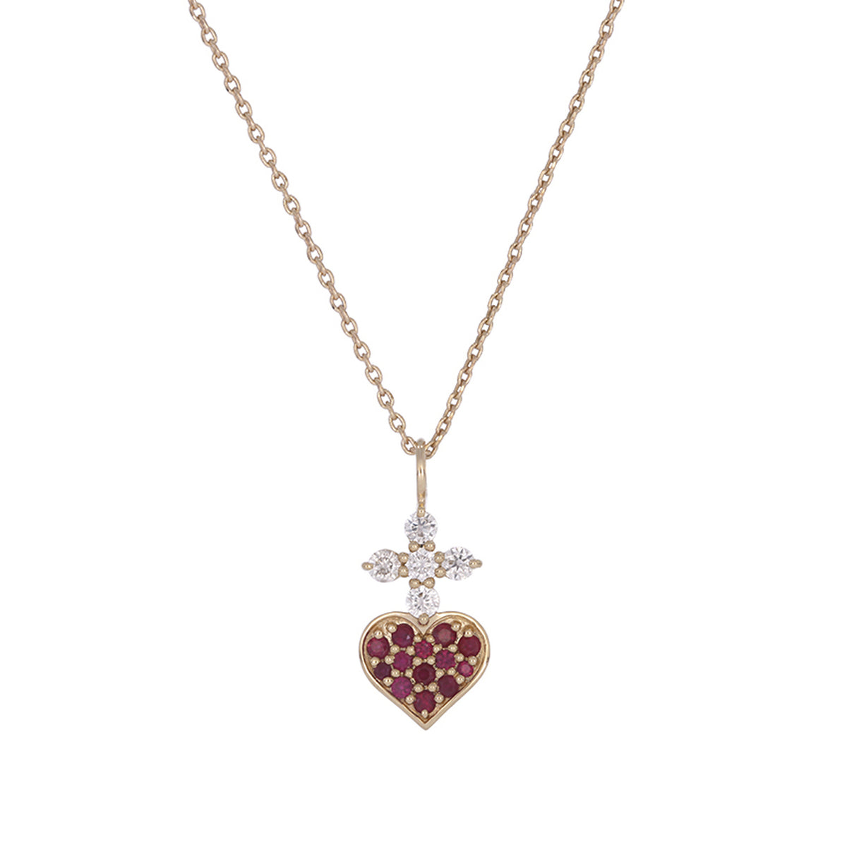 14k Solid Gold Diamond and Gemstone Heart Necklace