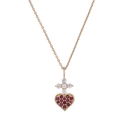 14k Solid Gold Diamond and Gemstone Heart Necklace