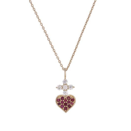 14k Solid Gold Diamond and Gemstone Heart Necklace