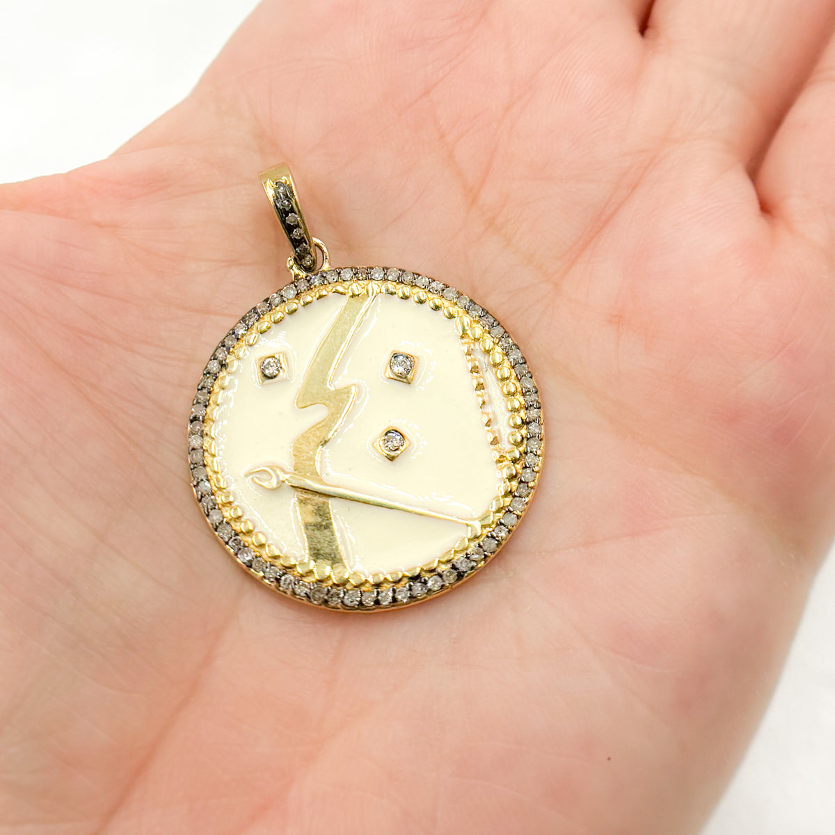 Diamond Sterling Silver Round Pendant