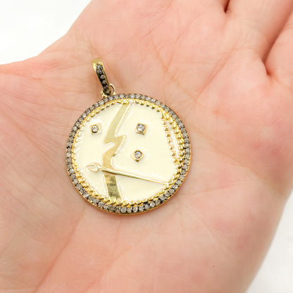 Diamond Sterling Silver Round Pendant