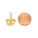 Load image into Gallery viewer, 14K Solid Gold Fleur de Lis Pendant with Diamonds. GDP278
