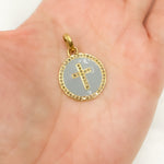 Load image into Gallery viewer, DC548A. Diamond Sterling Silver Round Cross Enamel Pendant
