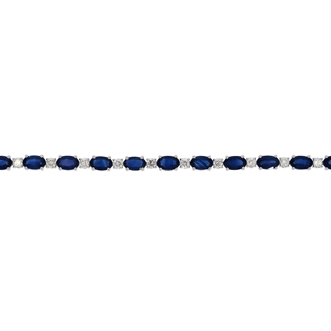 CB97295BS5X3. 14K Solid White Gold Diamond and Blue Sapphire Bracelet