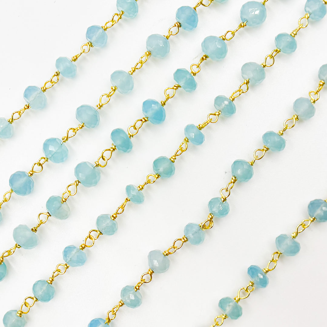 PCL24. Blue Chalcedony Gold Plated Sterling Silver Wire Chain