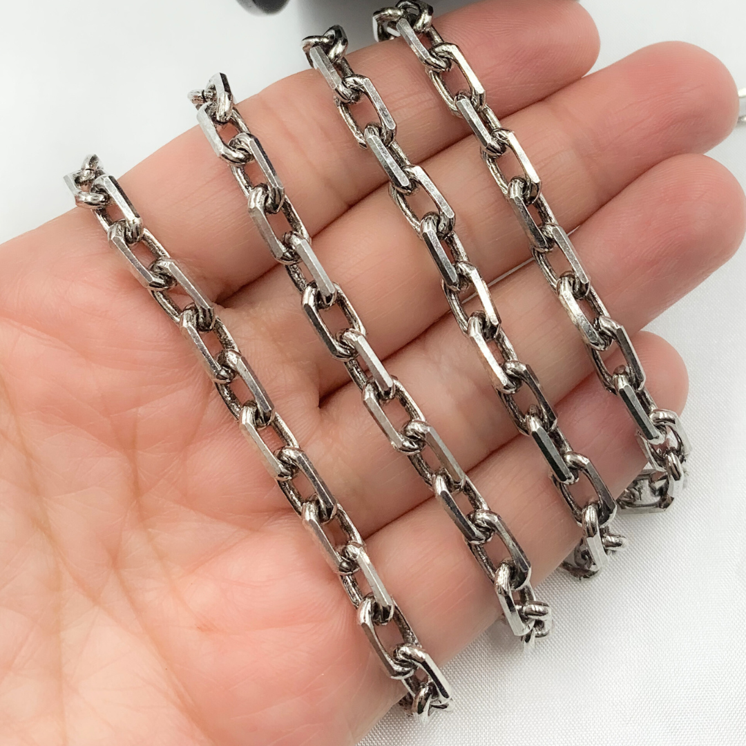 Oxidized 925 Sterling Silver  Diamond Cut Oval Link Chain. Z102OX