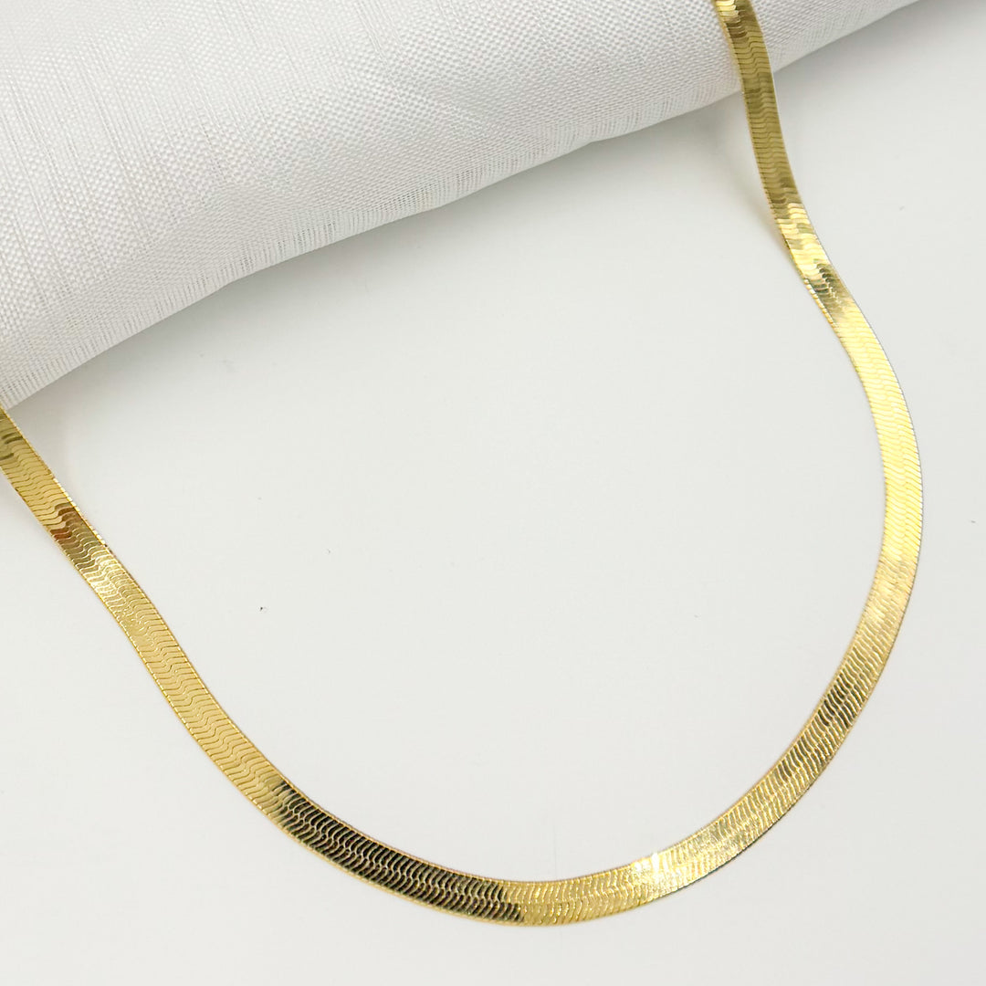 HER2GP. Gold Plated 4.3mm Herringbone Necklace