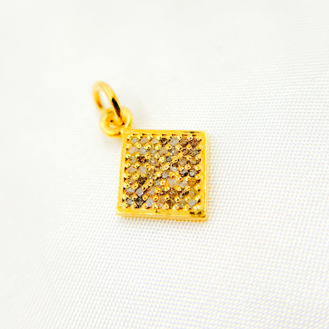 DC251. Diamond Sterling Silver Square Charm